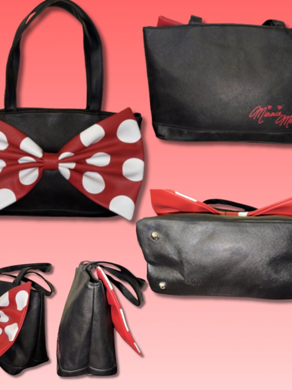 🎀 Disney Parks Minnie Mouse Handbag & Wallet Set – Black & Red Polka Dot 🎀 - Picture 2 of 4